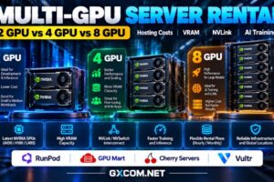 2-GPU、4-GPU 和 8-GPU 多GPU服务器租赁的对比分析：托管成本、VRAM容量、GPU互连及AI训练性能