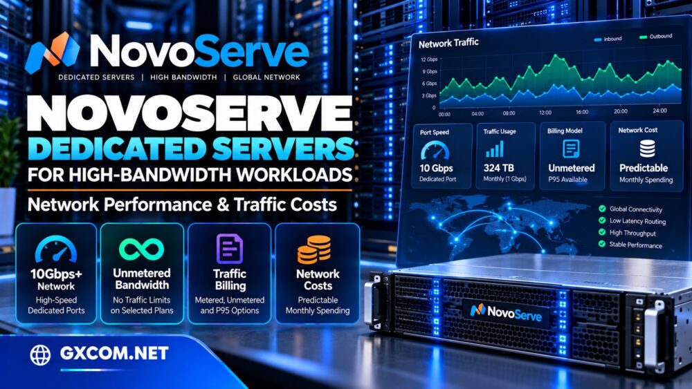 NovoServe 专用服务器评测，涵盖高带宽、流量不限、网络性能及专用主机托管费用