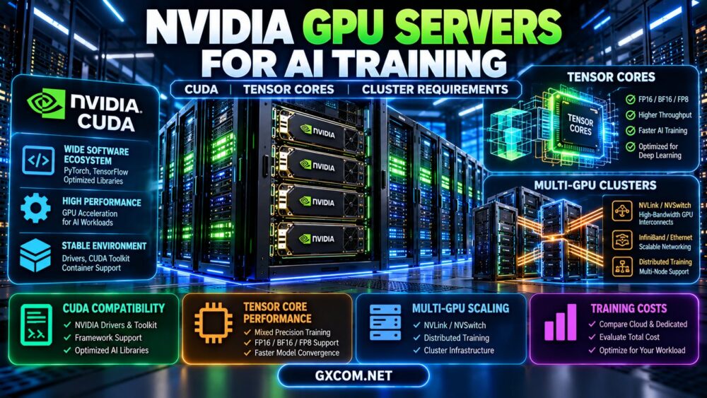 NVIDIA GPU Servers for AI Training: CUDA, Tensor Cores and Cluster Requirements