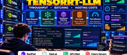 NVIDIA GPU servers for TensorRT-LLM inference throughput continuous batching KV cache and hosting cost comparison