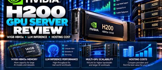 NVIDIA H200 GPU Server review featuring 141GB HBM3e memory, 4.8TB/s bandwidth, LLM inference, NVLink and GPU hosting costs