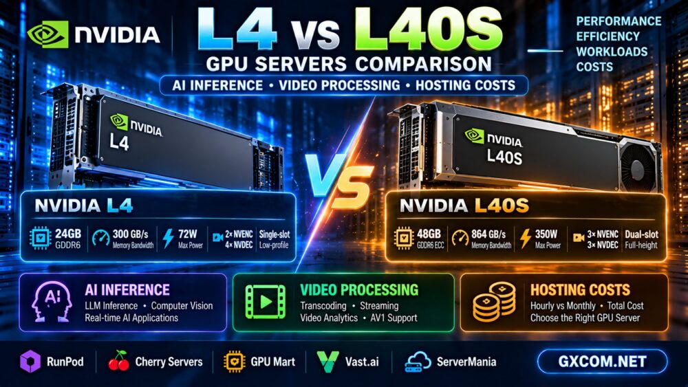 NVIDIA L4 与 L40S GPU 服务器对比：AI 推理、视频处理及托管成本