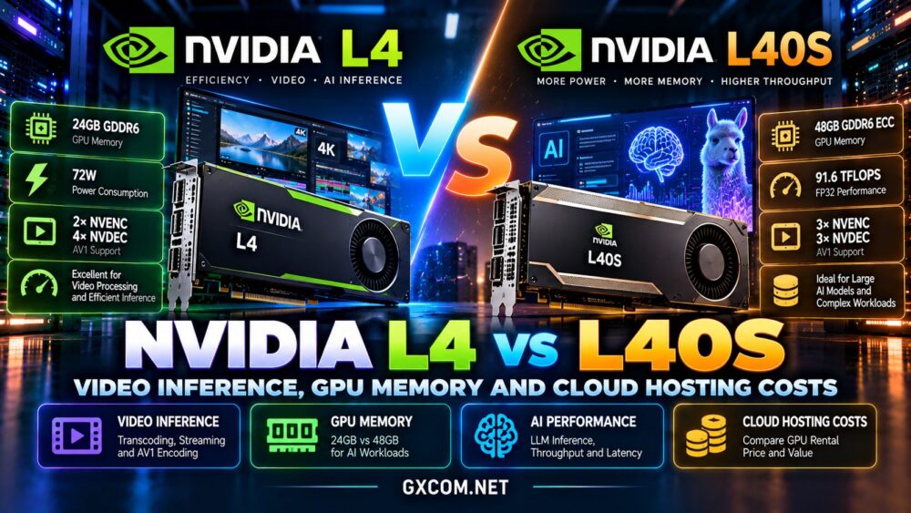 NVIDIA L4 与 L40S GPU 对比:24GB 与 48GB 显存、视频推理、AV1 编码、AI 性能及云托管成本