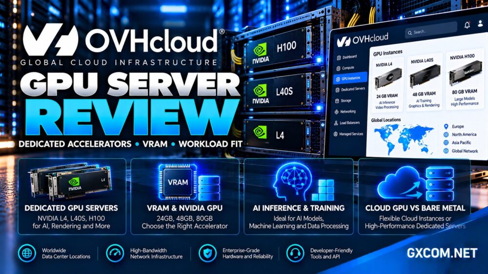 OVHcloud GPU 服务器评测，涵盖 NVIDIA 专用加速器、GPU 显存、AI 推理、云 GPU 实例以及工作负载适用性