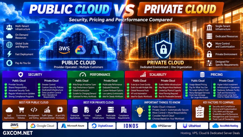Public Cloud vs Private Cloud: Security, Pricing and Performance Compared