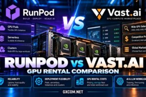 RunPod vs Vast.ai GPU cloud comparison covering GPU rental reliability, deployment flexibility, AI inference and hosting costs