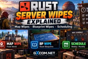 Rust server wipes explained with map wipes, blueprint wipes and weekly or monthly scheduling
