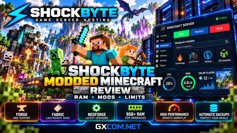 Shockbyte 改装版《我的世界》服务器评测：涵盖 Forge、Fabric、内存要求、模组包及服务器资源限制