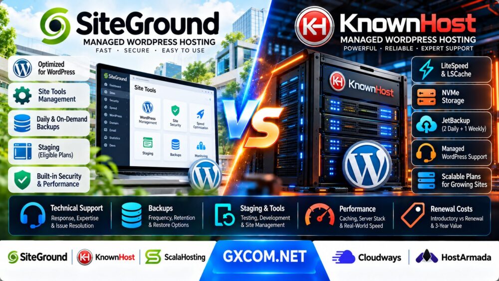 SiteGround 与 KnownHost 对比:WordPress 主机支持、备份及续费费用
