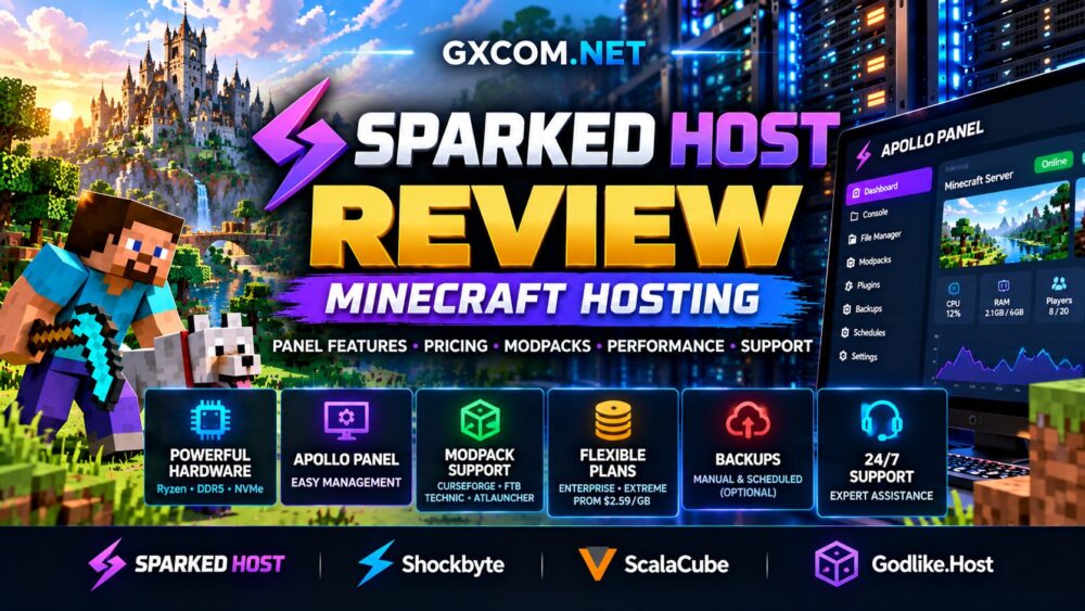 Sparked Host 评测:涵盖《我的世界》服务器托管、Apollo Panel 定价、模组包支持及备份功能