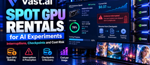 Vast.ai spot GPU rentals review showing interruptible AI training, checkpoint recovery, GPU bidding and infrastructure cost risks