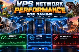 VPS network performance for gaming showing latency, jitter, packet loss and low latency server connections