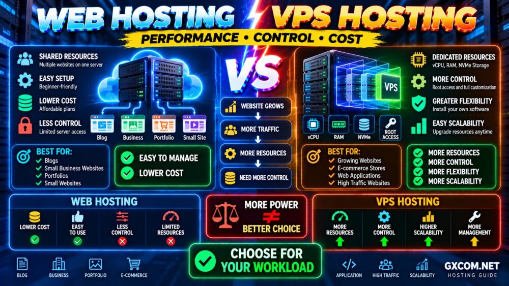 Web Hosting vs VPS Hosting Performance Resources and Cost Comparison