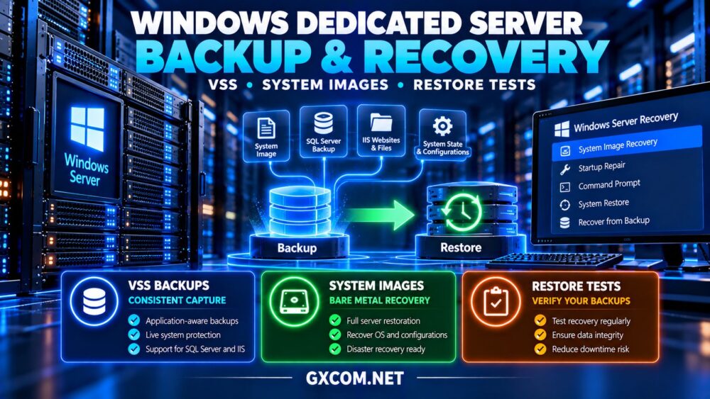 Windows 专用服务器备份与恢复，包括 VSS 快照、系统映像备份、SQL Server 保护及还原测试
