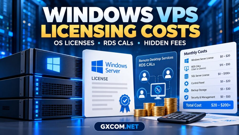 Windows VPS licensing costs explained with Windows Server licenses, RDS CALs and hidden hosting fees