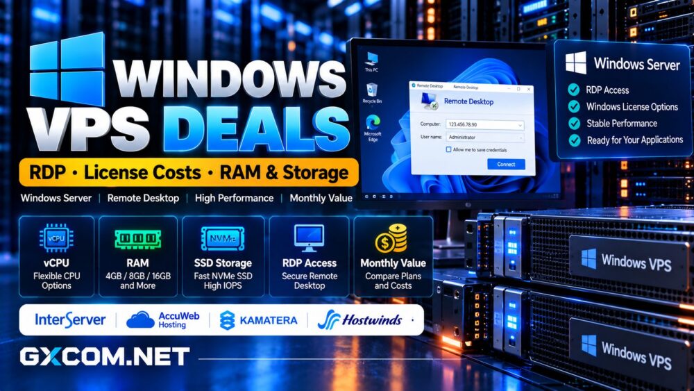 Windows VPS 套餐对比：通过 RDP 比较 Windows Server 许可、内存、SSD 存储及月度托管费用
