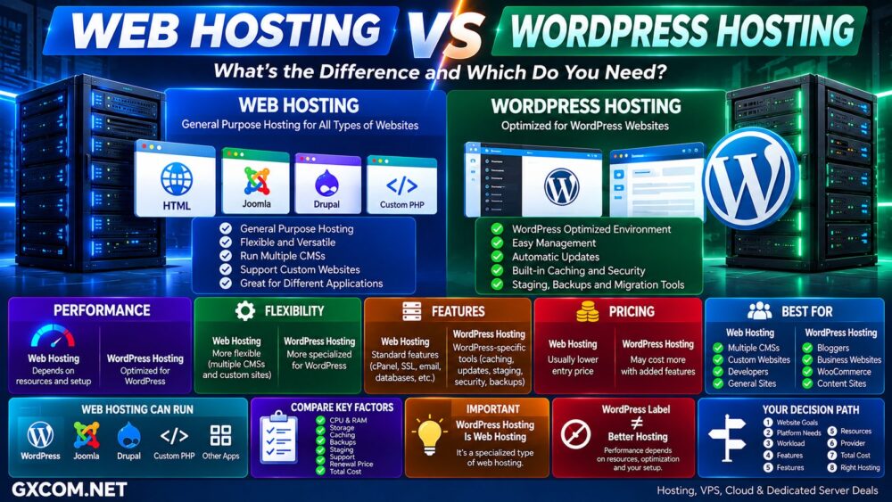 Web Hosting vs WordPress Hosting Performance Features Pricing and Differences