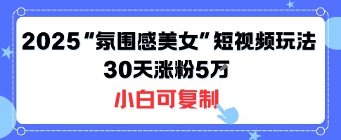 不露脸也能火！2025“氛围感美女”短视频玩法，30天涨粉5W小白可复制