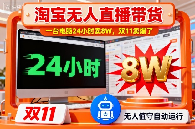 淘宝无人直播带货，一台电脑214小时卖8W，双11卖爆了【揭秘】