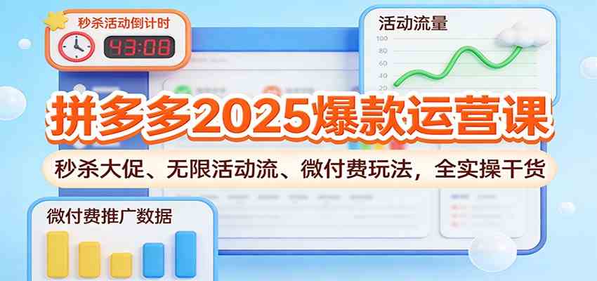 拼多多2025爆款运营课:秒杀大促、无限活动流、微付费玩法,全实操干货 拼多多2025爆款运营课:秒杀大促、无限活动流、微付费玩法,全实操干货
